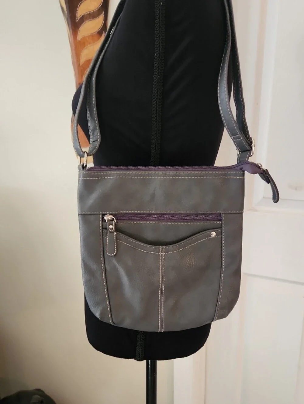 croft & barrow Gray Faux-Leather Crossbody Shoulder Bag